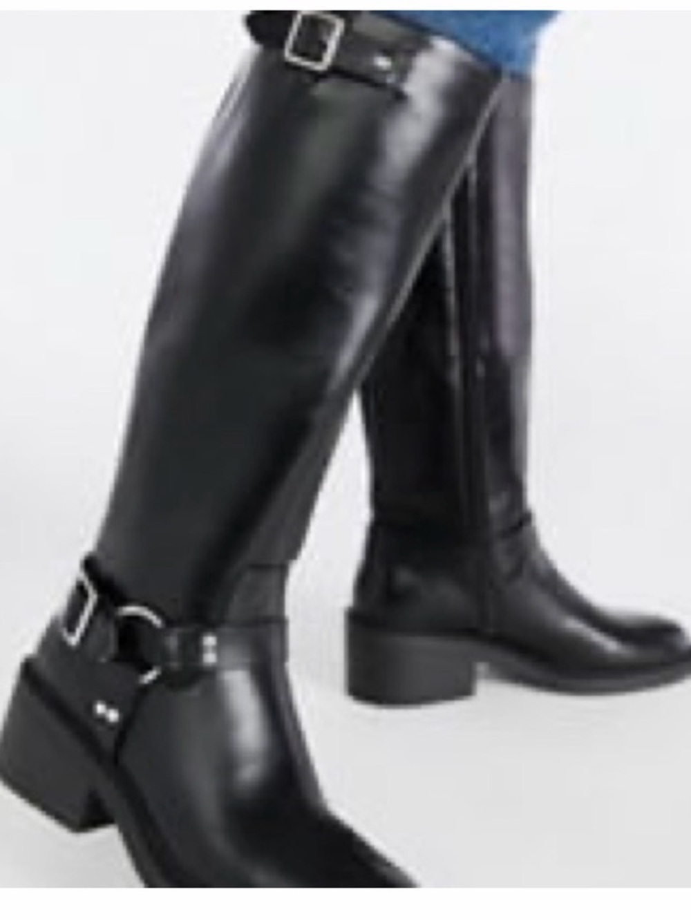 Shoe Dazzle Black Tall Riding Boots with Buckle Detail